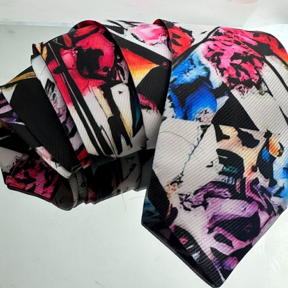 Floral Baroque Abstract Designer Menswear Tie Necktie Pink Black Lavender Rococo - Picture 6 of 9